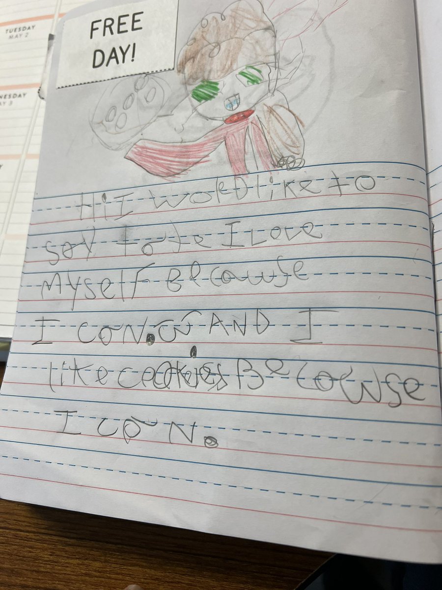 It’s one thing to feel the love when a student chooses to write about me, it’s another level of pride when a student has learned to love themselves while in my class! #connections #buildingrelationships #loveyourself