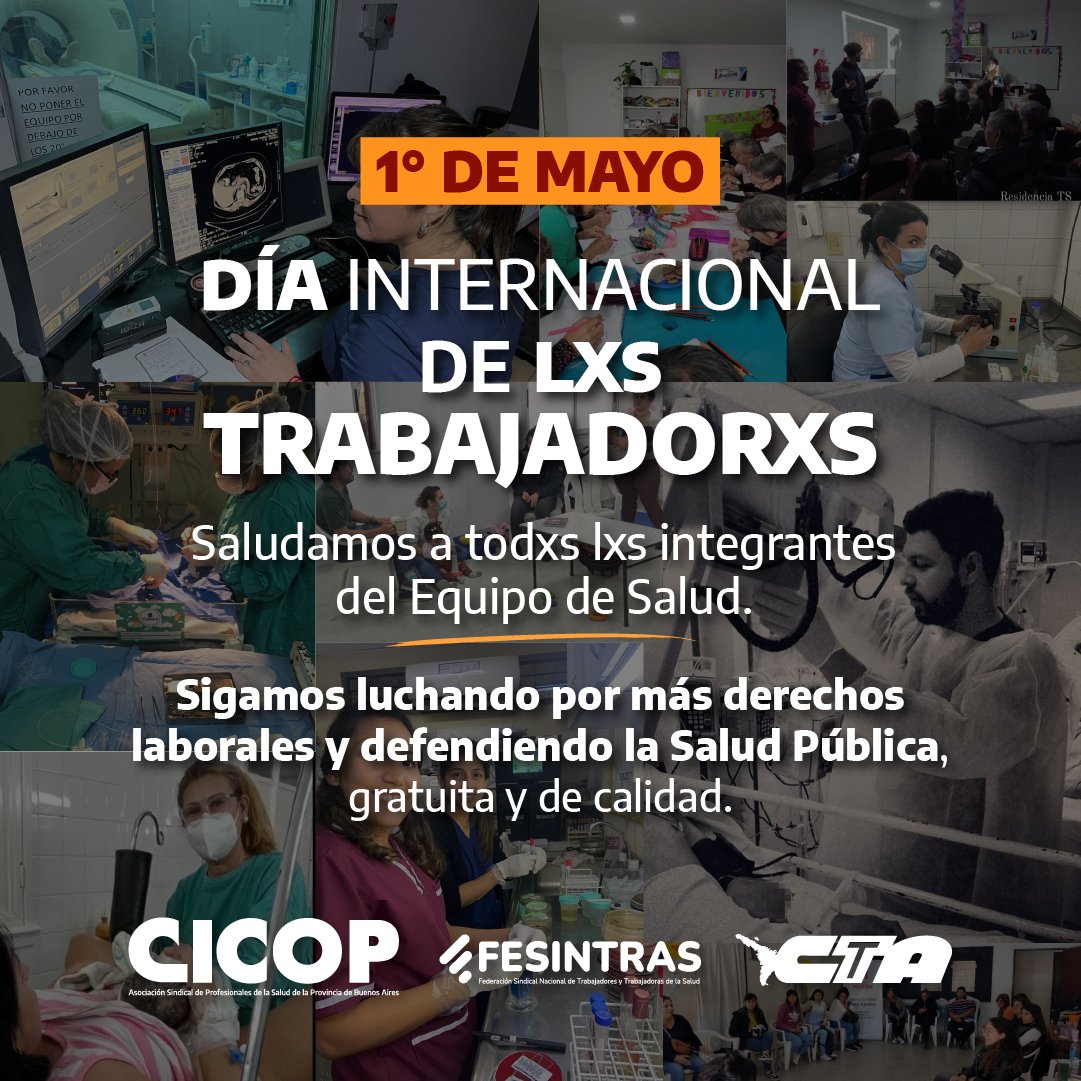 CICOP_ok's tweet photo. ⭕ #1DeMayo | Día de lxs Trabajadorxs

👏🏻 Saludamos a todxs lxs integrantes del Equipo de
Salud.

📢 Sigamos luchando por más derechos laborales y
defendiendo la Salud Pública, gratuita y de calidad.

#DíaDeLxsTrabajadorxs #SaludPública
@PrensaCICOP @fesintras https://t.co/QDwafti4OP