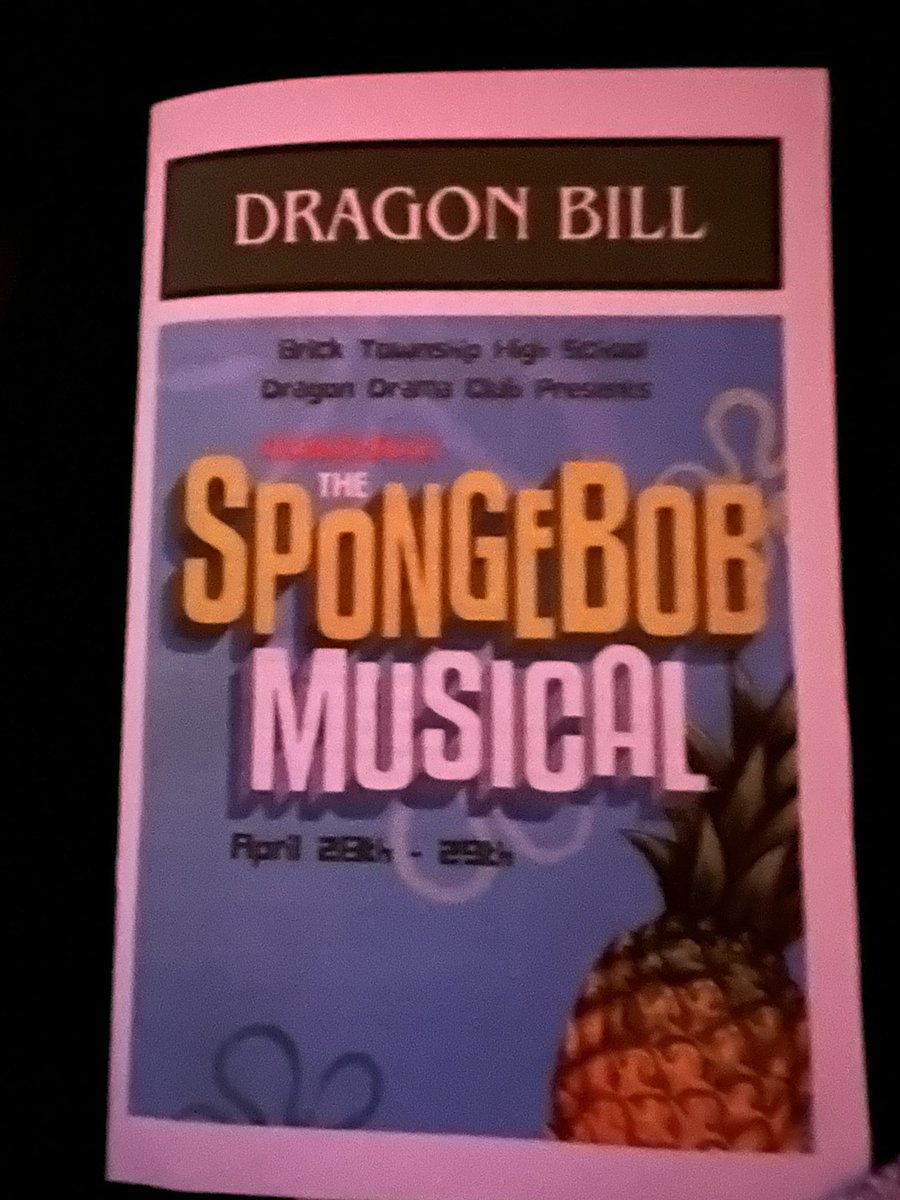 BrickSupt's tweet photo. Kudos to Brick Township HS’s @BTHSDragons BTHSDramaClub cast and crew of “SpongeBob the Musical”!  Phenomenal performance. Packed house for opening night. Bravo!!  @Brick_K12 https://t.co/S7STWsy8rD
