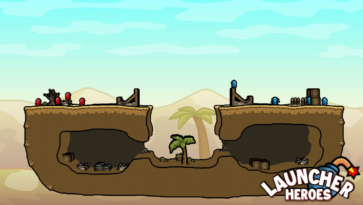 DrewworksStudio's tweet photo. Get ready to blast your way through the treacherous Sandy Caves in Launcher Heroes! 🌵 What will your strategy be to defeat your opponents. Look forward to a free update including 5 new maps releasing this summer! #LauncherHeroes #gaming #indiegames #GameMaker #Xbox https://t.co/UoKruYijNE