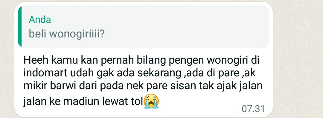 dippp________'s tweet photo. baru tau alasan sebenernyaa, termyata biar bisa beli wonogiri di rest area tol 🙂 https://t.co/wi1EXgikFz