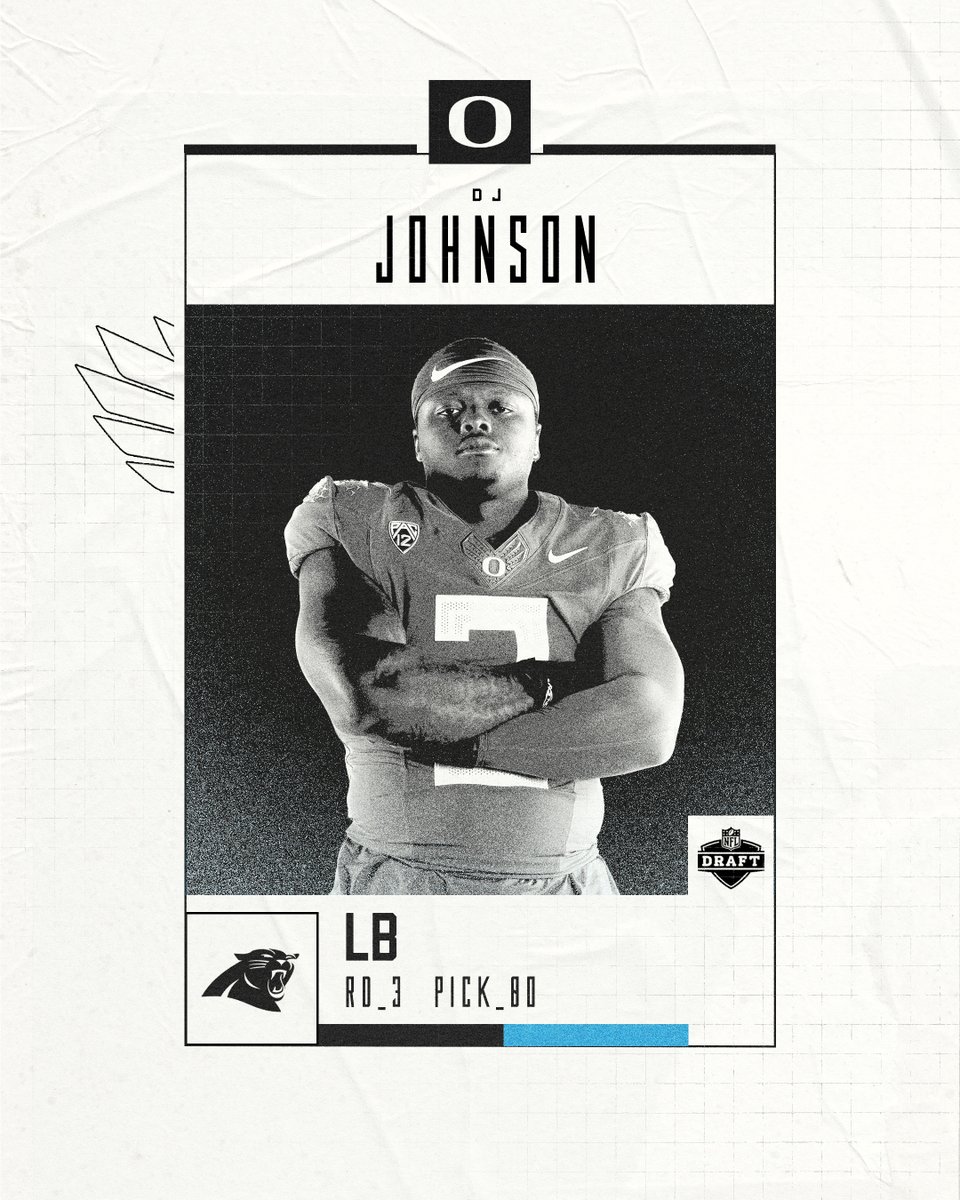 GoDucks (@goducks) on Twitter photo Big time moves.
The <a href="/Panthers/">Carolina Panthers</a> select DJ Johnson in the third-round of the #NFLDraft. #GoDucks Big time moves.
The <a href="/Panthers/">Carolina Panthers</a> select DJ Johnson in the third-round of the #NFLDraft. #GoDucks