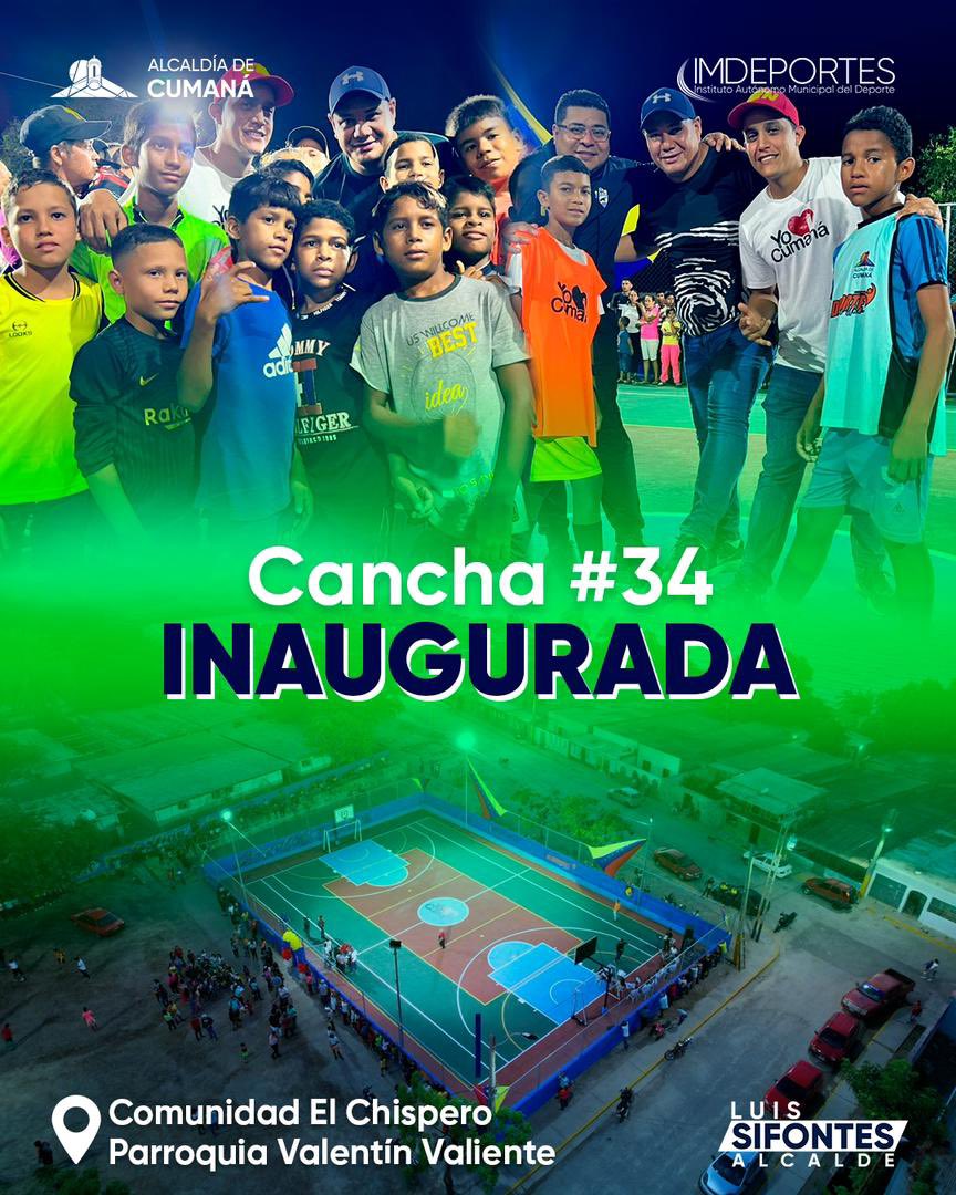 #28Abr | Yo ❤️ Cumaná 

Resultados que son el reflejo de un trabajo incansable en equipo. 

El espacio deportivo rehabilitado #34 para la recreación, el esparcimiento y la práctica de diferentes disciplinas a través del plan «Recupera tu cancha». 

 #ConSancionesNada