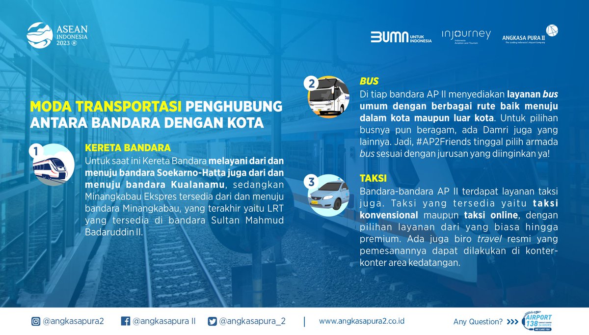 INJairports's tweet photo. #AP2Friends, Yuk ketahui Moda Transportasi Penghubung apa saja yang ada antara bandara dengan kota.
Simak infografis berikut yaa! ๐
#AngkasaPuraII
#BUMNuntukIndonesia
#ModaTransportasi https://t.co/Px9dGQbmWJ