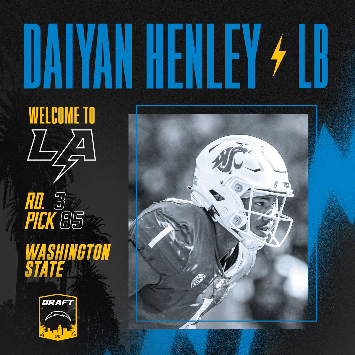 chargers's tweet photo. keep on stackin' 

welcome to the bolt gang, @daiyan_henley11 https://t.co/1ZuFLDPc39
