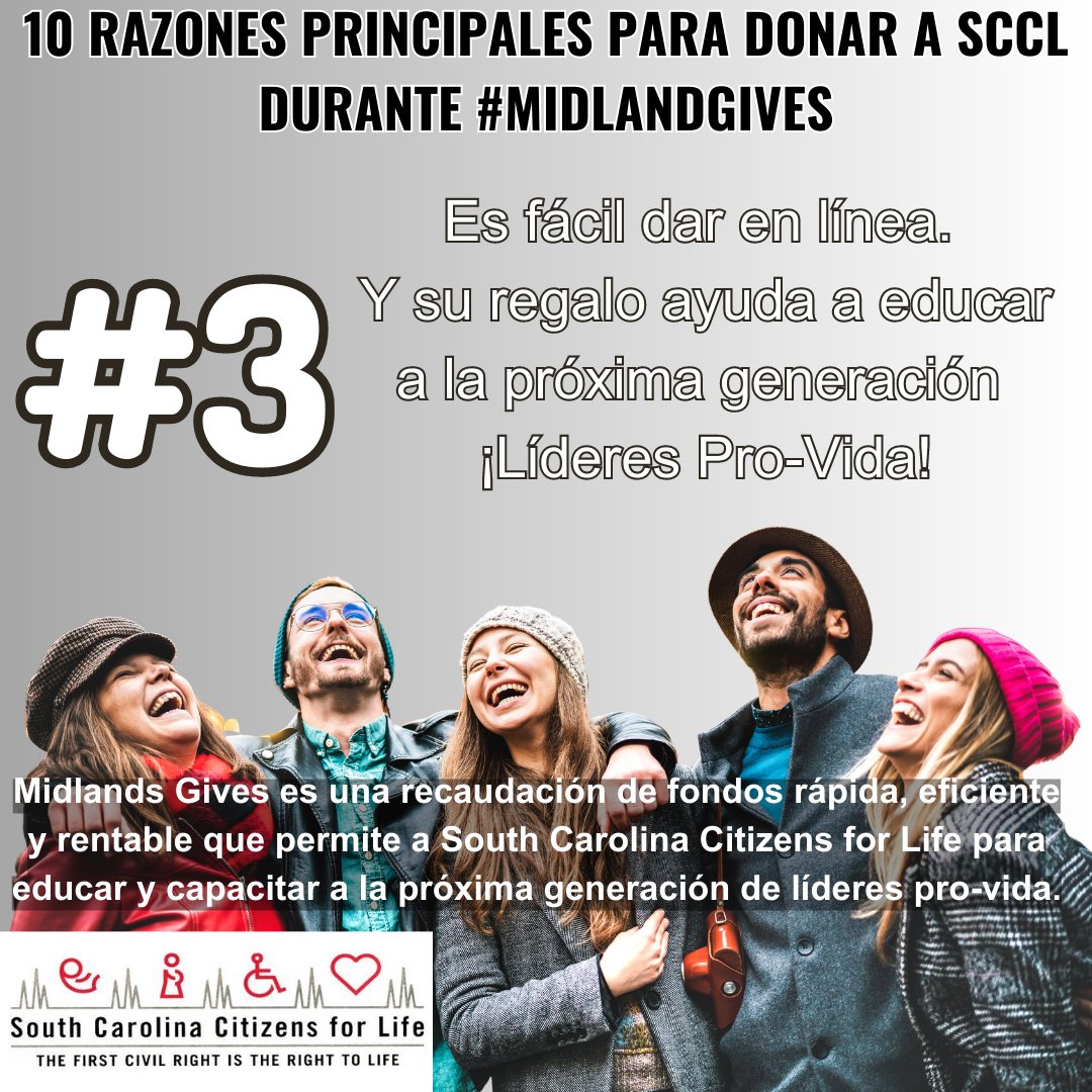 🤗 #3 – Reasons to Give to OCCL4Life! 🤗

👩‍🍼Giving during #MidlandsGives is quick & easy, plus your donation can be doubled to further pro-life education to train the next gen pro-life leaders.

➡️ midlandsgives.org/fundraise/1949…

Thank you! 🙏

#life4sc
#savethebabiessc