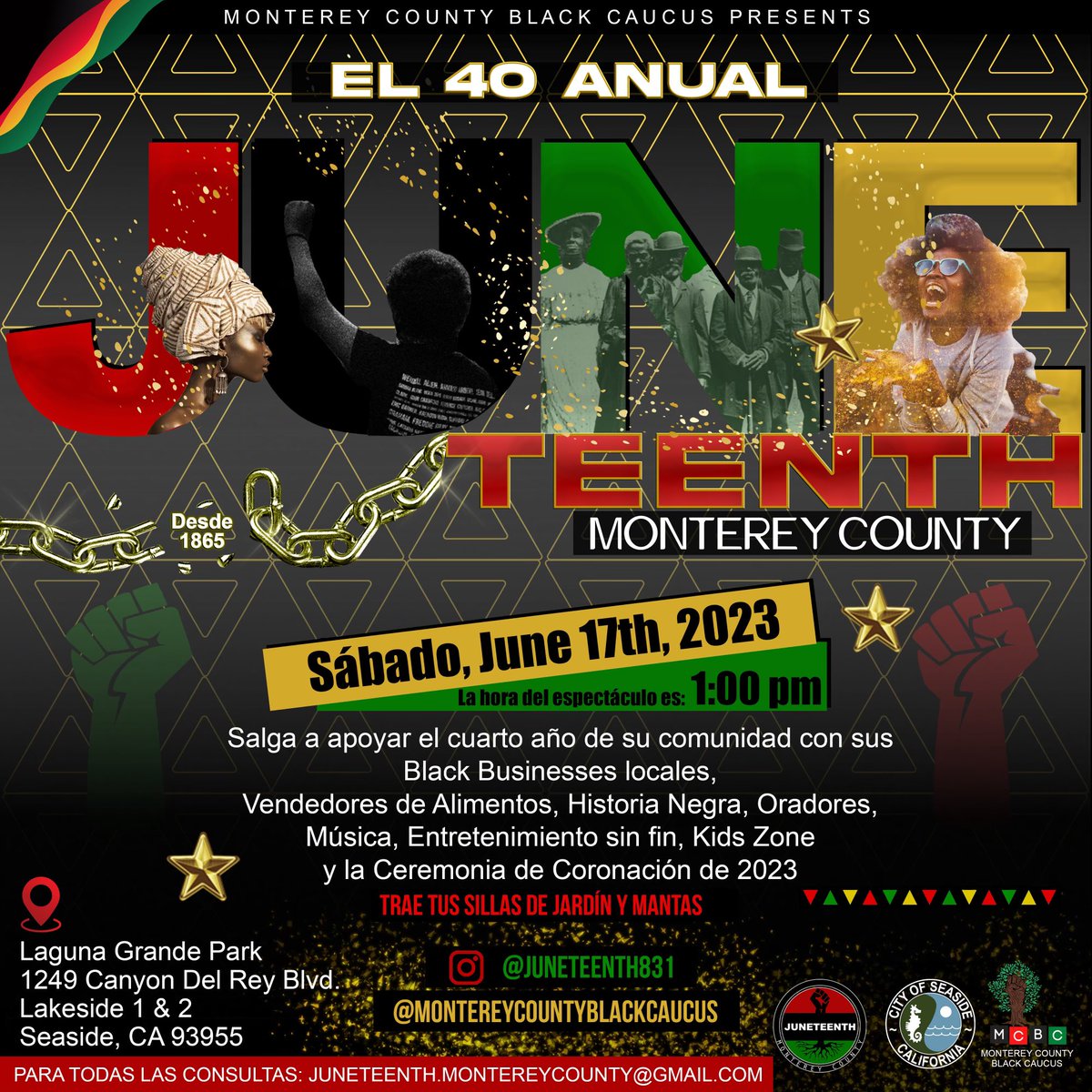 JUNETEENTH #FreedomDay Festival.
A summer celebration of culture.
Saturday, June 17th, 2023.

#Seaside 
#MontereyCounty 
#Pullup ❤️‍🔥✊🏾
