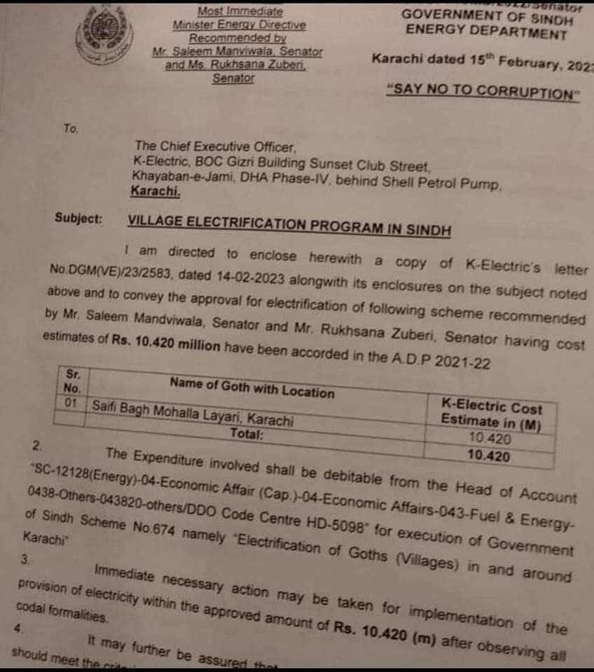 NoorHussainAwan's tweet photo. Salutations to PPP Senator #SaleemMandviwalla @SMandvioffice, who has neither the intention of contesting the election here nor any personal greed, but has done something better for the people of Layari. https://t.co/Eh4cItksp2