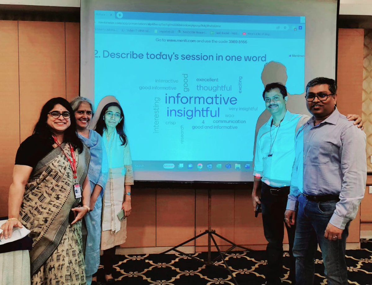NasscomR's tweet photo. Here are a few memories from the recent session with @nasscom members in Kolkata where the nasscom Insights team shared latest trends and strategies on thriving in a No Normal future

#nasscominsights #kolkata #NoNormal #techtrends #innovation #strategy https://t.co/T0BBLQ11sr