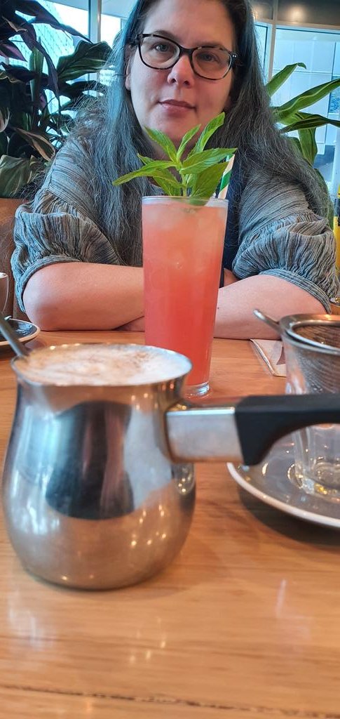 dougie_herd's tweet photo. Brunch with @SpikeDeane at #SpaceKitchen Woden. Spike MAY be running out of patience with the photographer. But we had fun. Good food amid the chatter and laughter of a busy, friendly place. Woden?????? Who knew? #Canberra https://t.co/dbnghhoKaW
