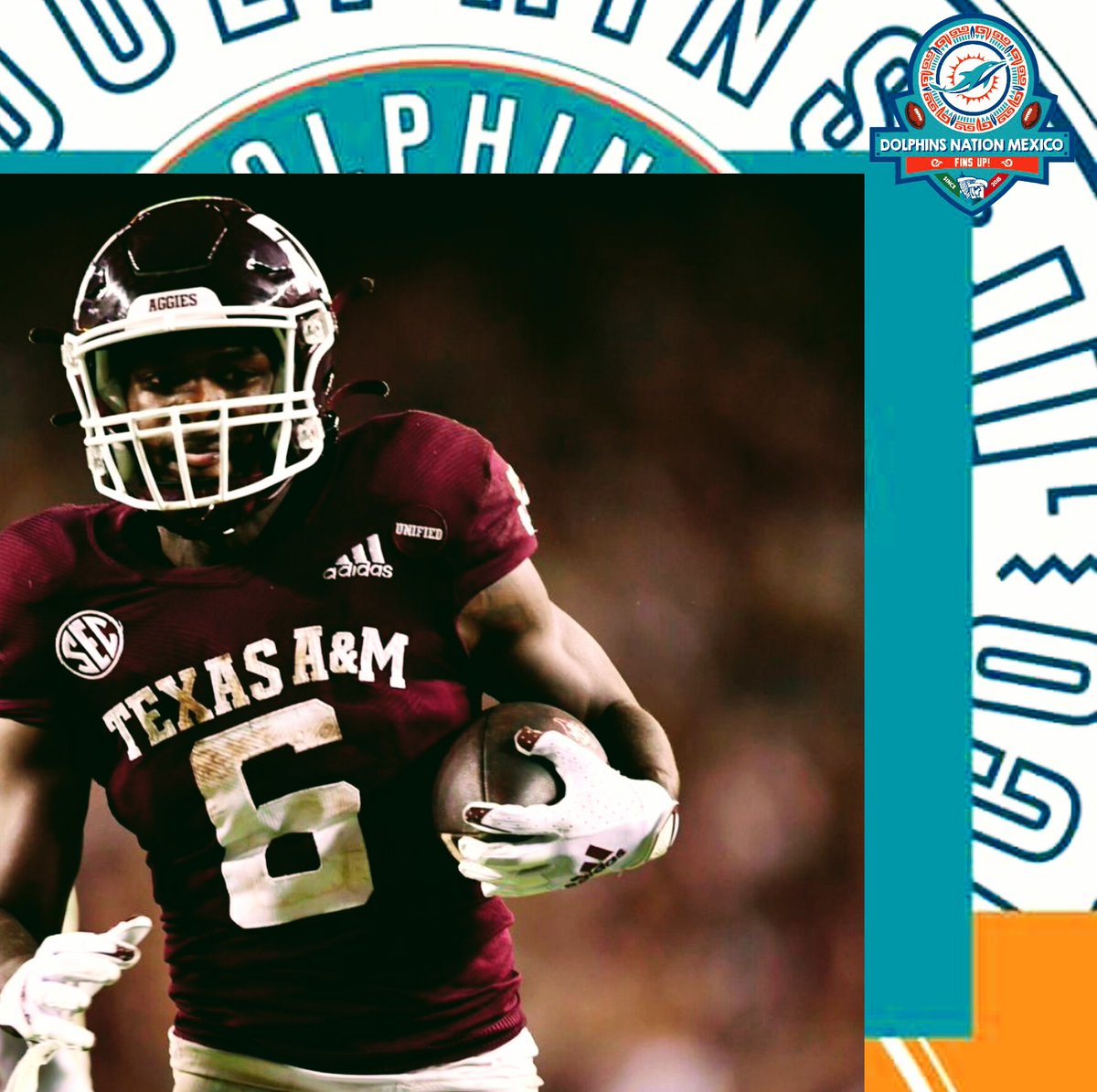 DolphinsNationM's tweet photo. Con el pick #84, los #MiamiDolphins seleccionan a Devon Achane, RB Texas A&amp;M.

#FinsUp https://t.co/NVRPB5NOi7
