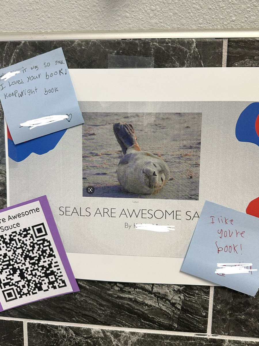 set4thandshine's tweet photo. Students worked so hard on their NF books. I printed the covers w/ a QR code so anyone in the school could scan and read them. Each day, I noticed more &amp; more notes in the hallway other students left for the authors after reading their book! 🥺🥰❤️ @Independence_ES @kisdlit https://t.co/4E4jh1h6gL