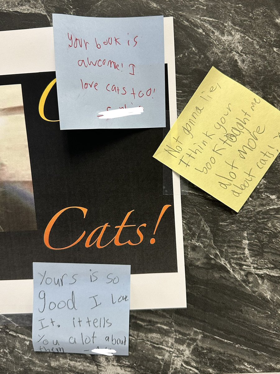 set4thandshine's tweet photo. Students worked so hard on their NF books. I printed the covers w/ a QR code so anyone in the school could scan and read them. Each day, I noticed more &amp; more notes in the hallway other students left for the authors after reading their book! 🥺🥰❤️ @Independence_ES @kisdlit https://t.co/4E4jh1h6gL