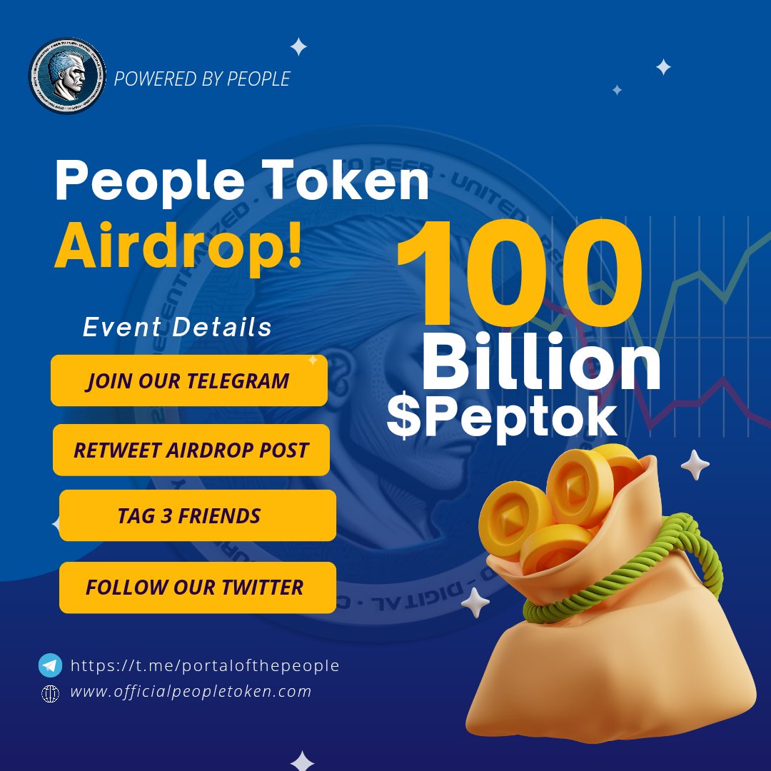 PeopleTokenHQ's tweet photo. Send all proofs of participation in our mega Airdrop event to @PeopleMaxi_ on Twitter or @WarheadX on Telegram.  Let the games begins!

#Airdrop #cryptoairdrop #1000gem #PEPE #PepeOriginalVersion #PEPEJr #PEPEARMY $peptok #peopletoken https://t.co/ZHSMJIcsdc