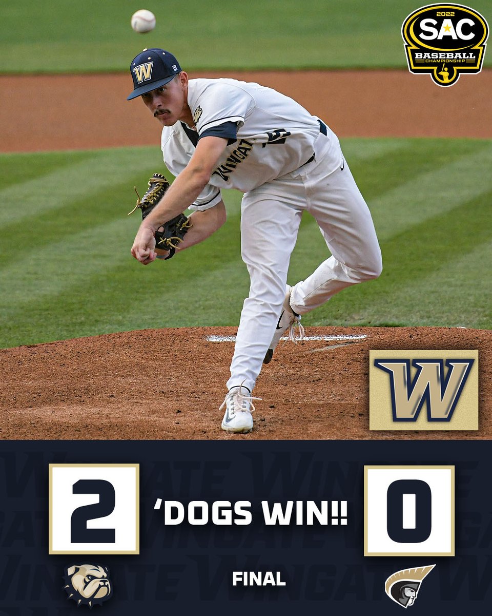 BULLDOGS WIN!!!!

A Mitch Farris complete-game 2-hit shutout leads #21 @WingateBaseball to a 2-0 victory over Anderson in the SAC Tourney opener!

Adams & Clark each drove in a run; King scored both runs for the 'Dogs!

#WUBSB hosts LMU Saturday at 11 AM

#OneDog