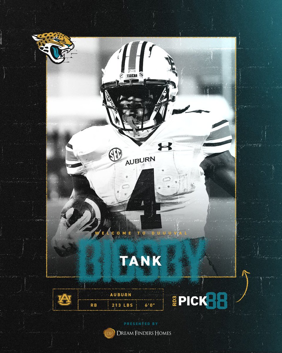With the 88th pick in the 2023 #NFLDraft, we select Auburn RB Tank Bigsby!

<a href="/tank_bigsby/">Tank</a> | <a href="/Dream_Finders/">Dream Finders Homes</a>