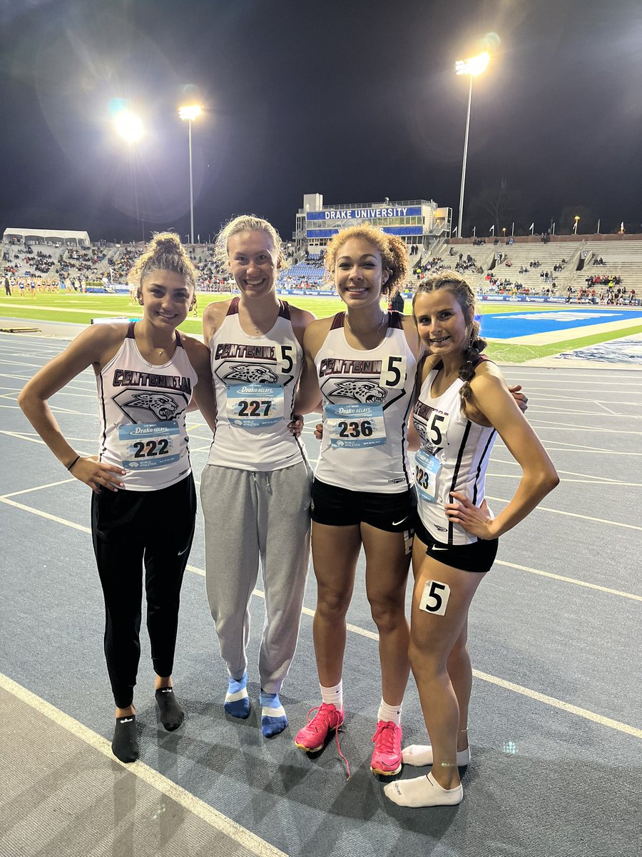 🚨 School Record 🚨 
Congrats to Mya Crawford, Maddy LaVoi, Kylin Smith, and Julia Flick for SHATTERING their own school record in the 4x4 prelims with a time of 3:55.96! On to Finals tomorrow!