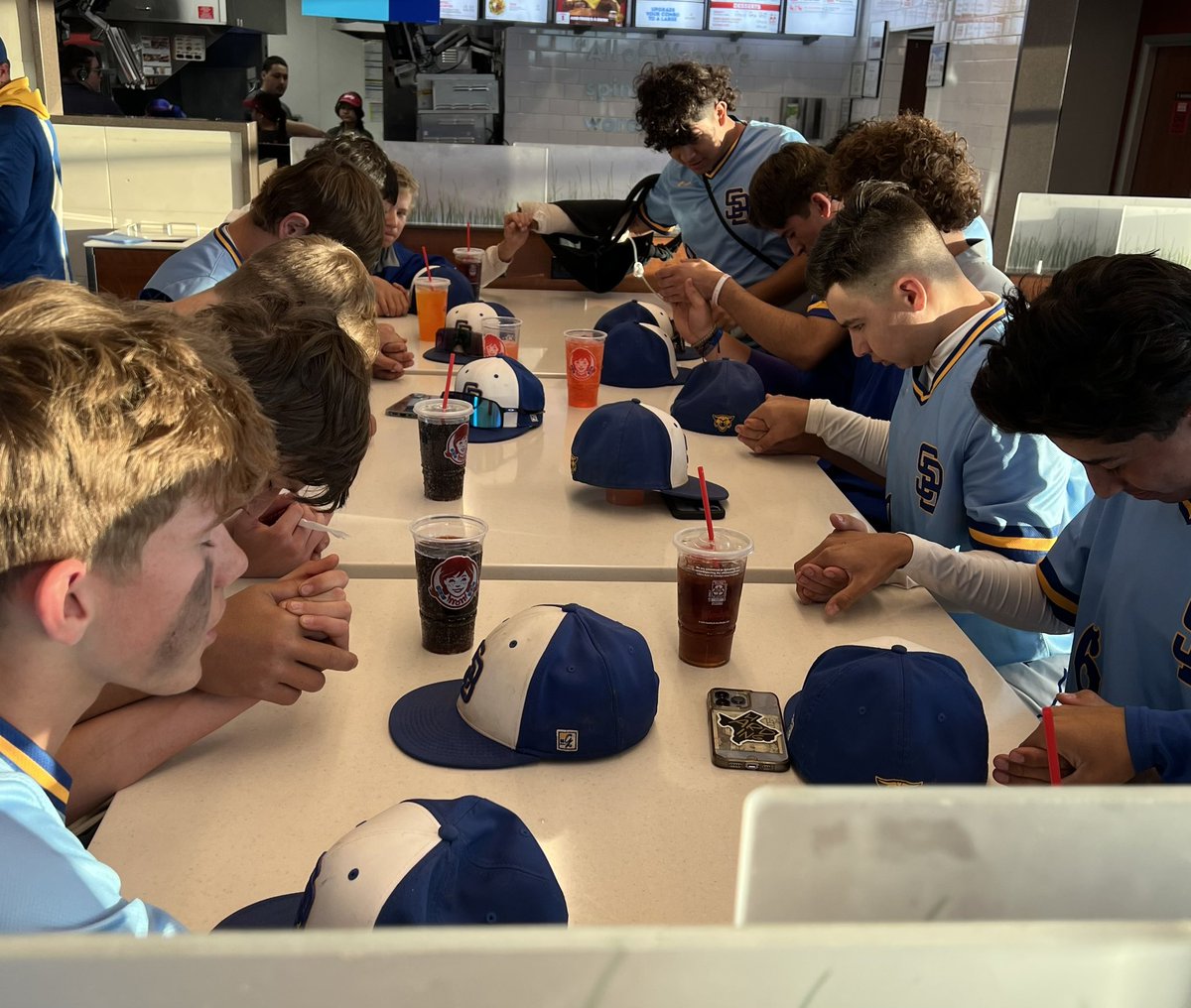 Keith Schulz Jr (@coachkajun16) on Twitter photo “The team that Prays together, plays together”
So proud of these young men. After our last district game, we stopped to eat (<a href="/Wendys/">Wendy’s</a> in Dumas) our entire baseball team took their hats off and prayed before we ate. This means EVERYTHING to a coach. <a href="/SunrayBaseball/">Sunray Baseball</a> <a href="/SABC_AthBooster/">Sunray_Athletic_Boosters</a> “The team that Prays together, plays together”
So proud of these young men. After our last district game, we stopped to eat (<a href="/Wendys/">Wendy’s</a> in Dumas) our entire baseball team took their hats off and prayed before we ate. This means EVERYTHING to a coach. <a href="/SunrayBaseball/">Sunray Baseball</a> <a href="/SABC_AthBooster/">Sunray_Athletic_Boosters</a>