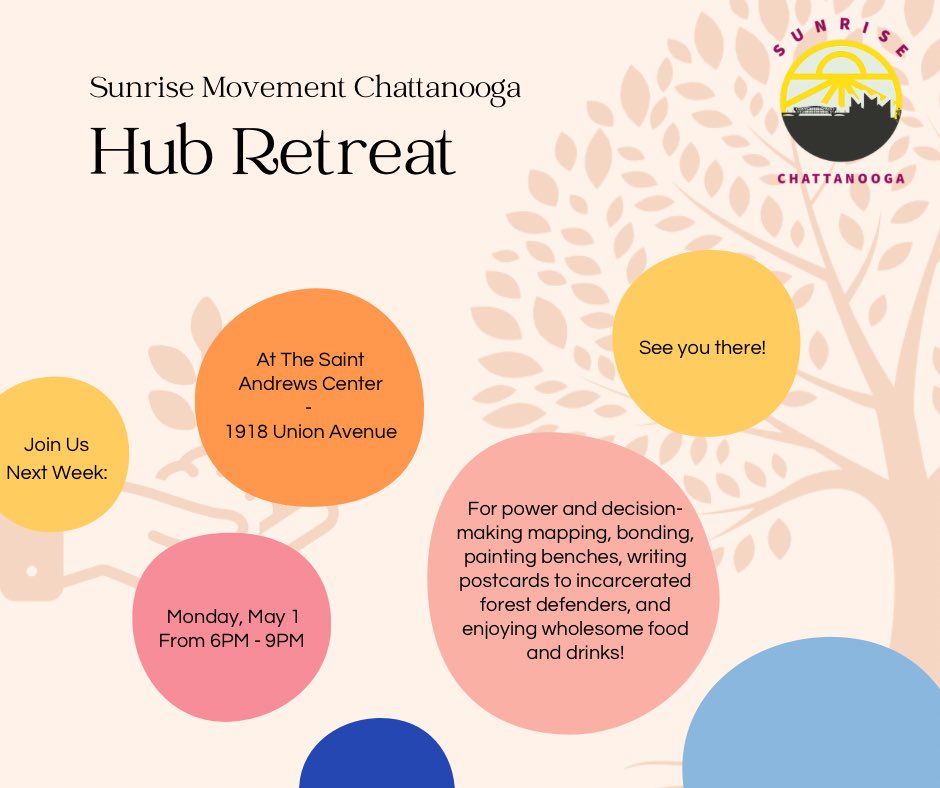 🌅 Join us for our hub retreat this Monday! Individuals new or old to the hub are welcome!