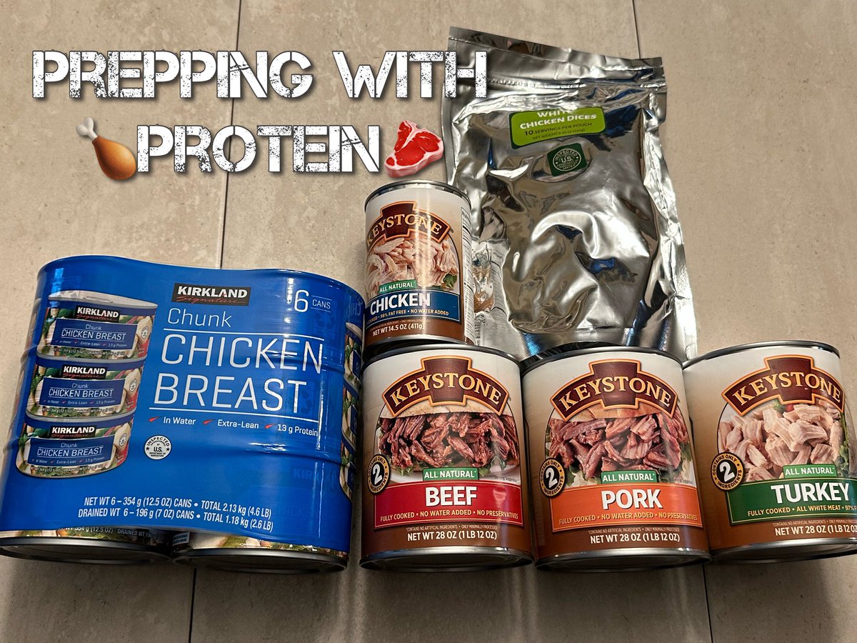 Checkout my latest video where we talk about prepping with protein. 🥩🍗Link in bio! #beprepared #prepping #foodprep #preppingwithfood #protein #preppingwithprotein #freezedriedmeat #cannedmeat