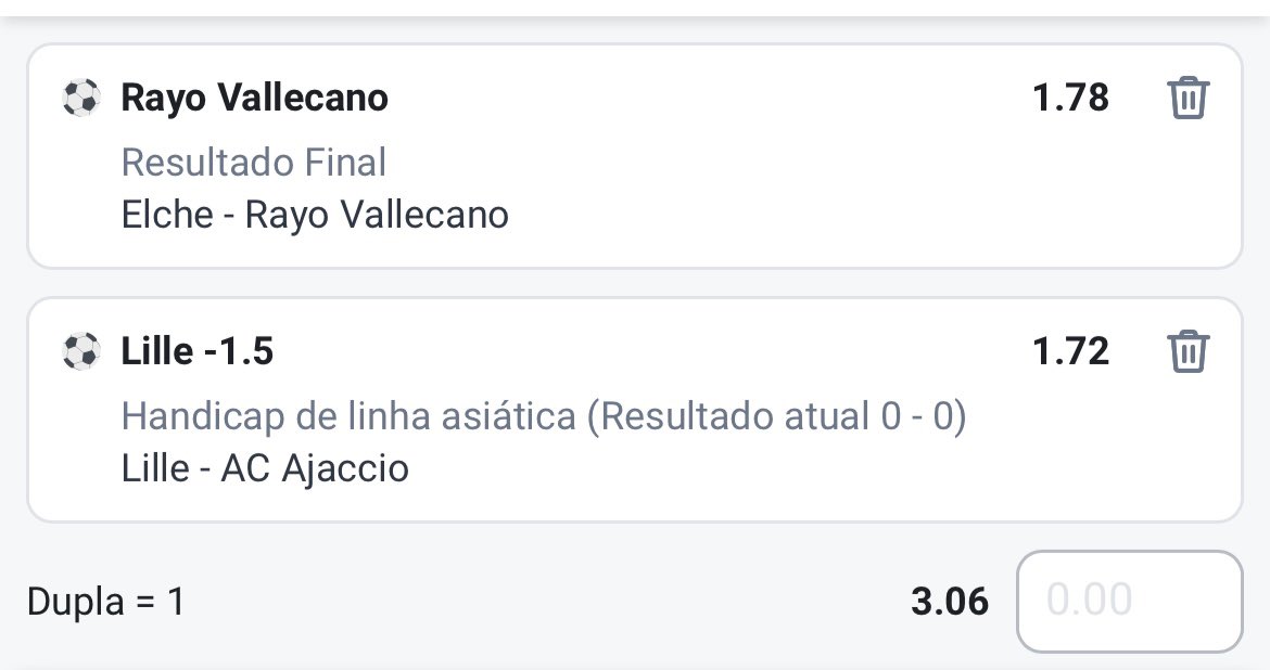 Mais tarde vamos cruzar esses 2 aqui:

ML Rayo 
-1,5 Lille

3%