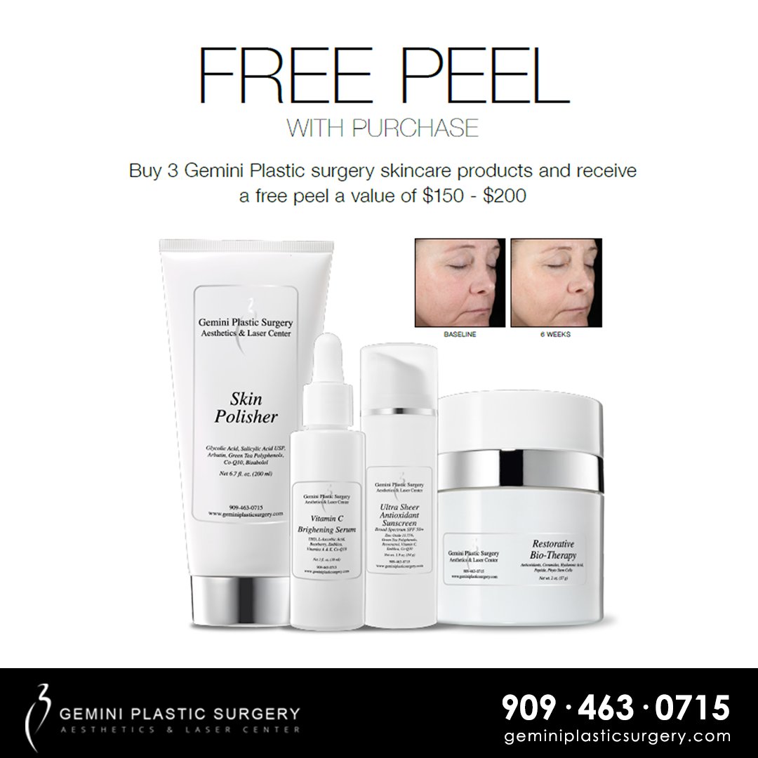 _ChristinaRN's tweet photo. You only have 2 days remaining to take advantage of this offer!

Free Peel with Purchase
Buy 3 Gemini Plastic Surgery Skin Care Products and Receive a Free Peel
(Value $150-$200)
-
https://t.co/Qg1qvqnNAc

#geminiskincare #skincare #myerscocktail #facial #ivtherapy #facials https://t.co/pOIQL1dWP7