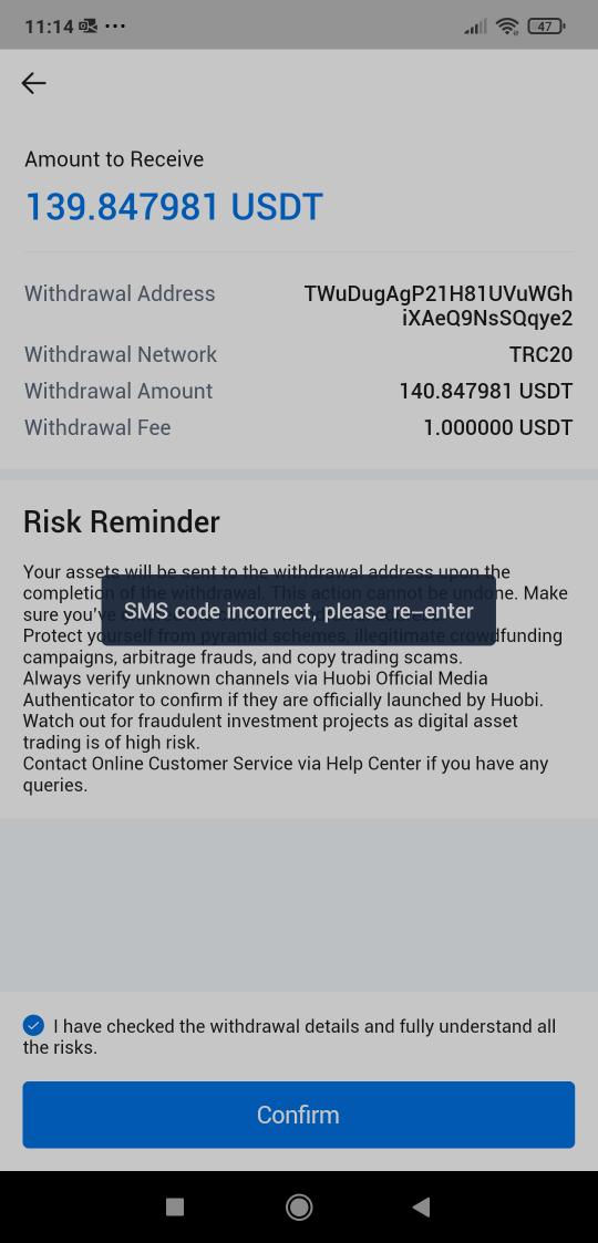 Subhash71019869's tweet photo. @HuobiGlobal @justinsuntron UID 231179085
Why my withdrawal otp is not working everytime it shows https://t.co/7c172dXlnG
