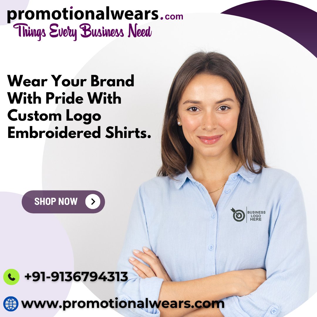 Looking for custom logo embroidered shirts for your business or event? Check out PromotionalWears.com!
🛒 Shop online at promotionalwears.com/shirts
📞 +91-9136794313
#embroidery #logoshirts #brandpromotion #corporategifting #merchandise  #promotionalgiveaways #personalizedshirts