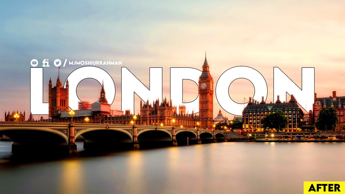 MjmoshiurRahman's tweet image. London - text behind object social media cover #textbehindobject #London #cover