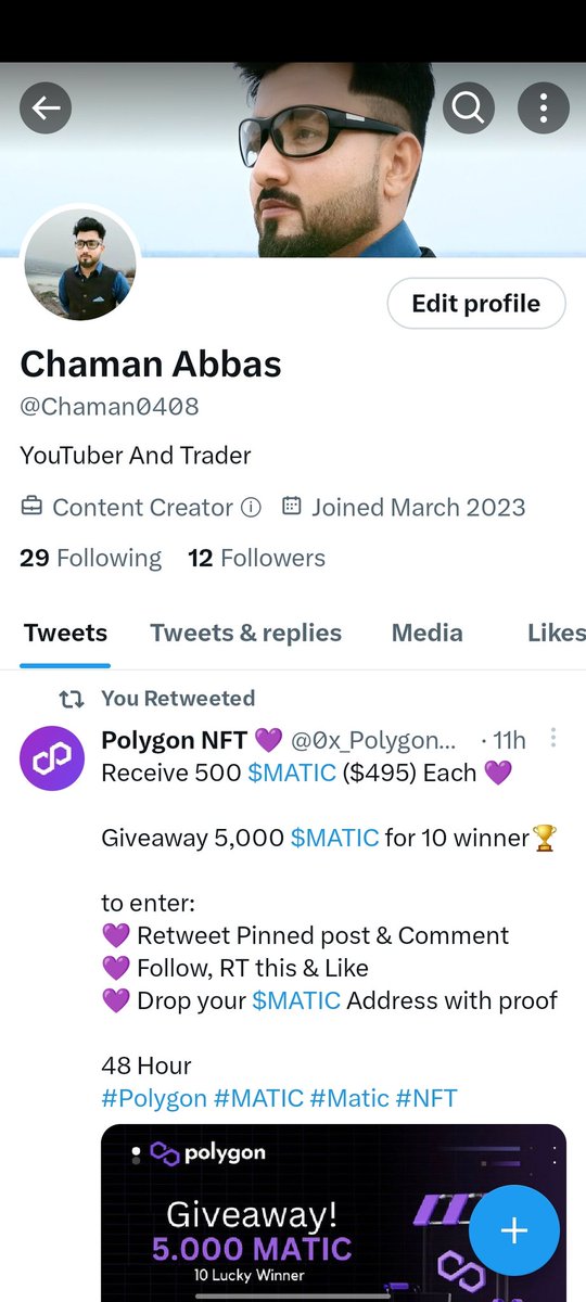 Chaman0408's tweet photo. @0x_PolygonNFT Done Sir Please Give Me 

0xF9b0591C310B2Fe4E08312af2f0A3f43ca5849Ae https://t.co/Qfh8l6aaXp
