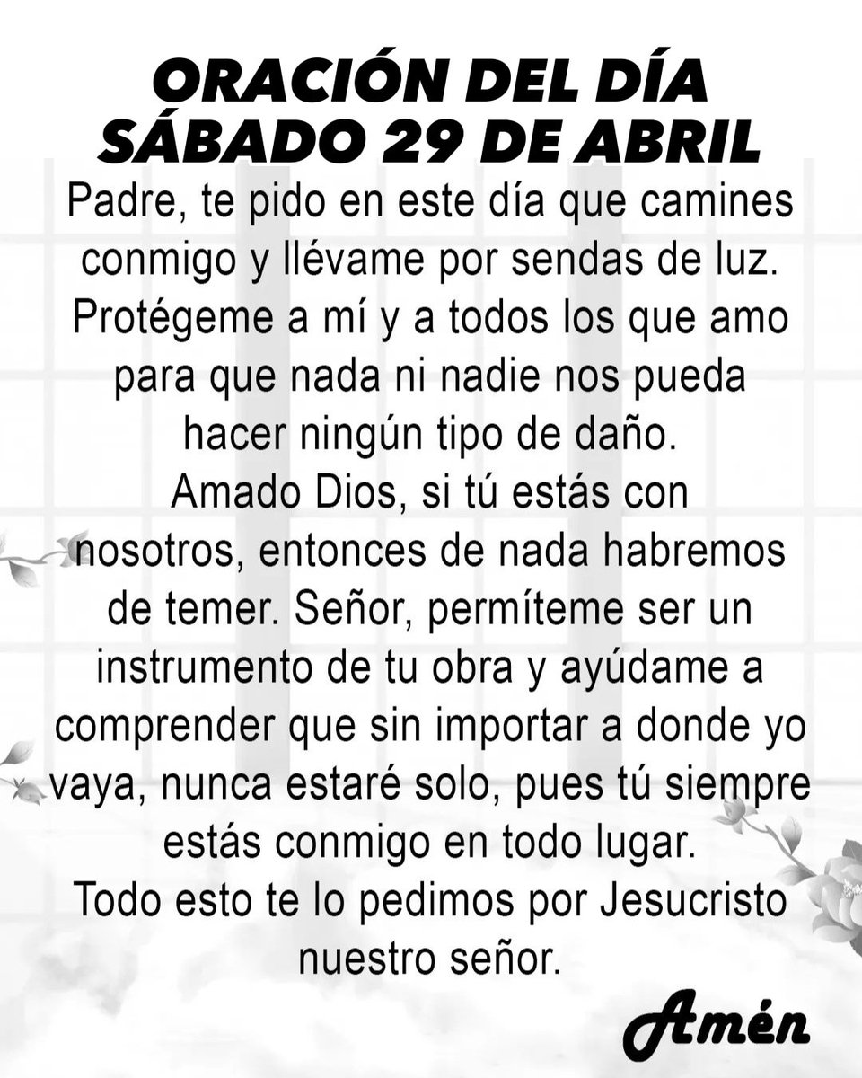 MiOracionDiaria's tweet photo. Oración del día sábado 29 de abril de 2023. https://t.co/5RyW69aYH8