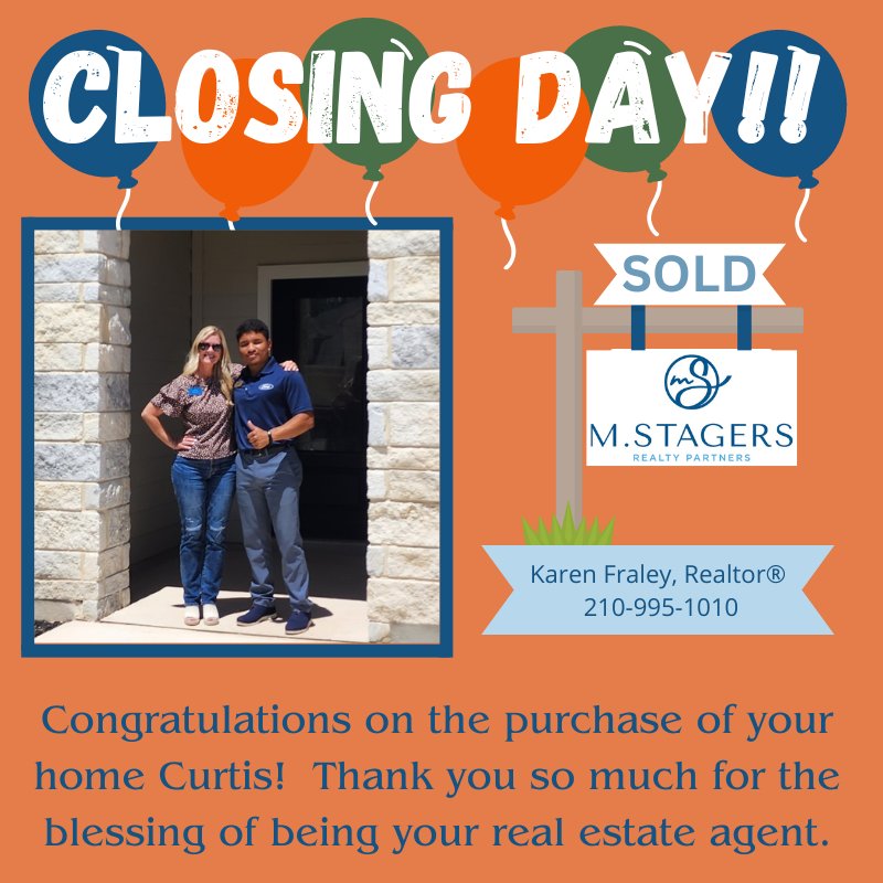 KFraleyREALTOR's tweet photo. Congratulations Curtis!! So proud of you!! #TheExperienceMatters #KarenFraleySells
#MStagersRealtyPartners https://t.co/W8yzKxaSu1