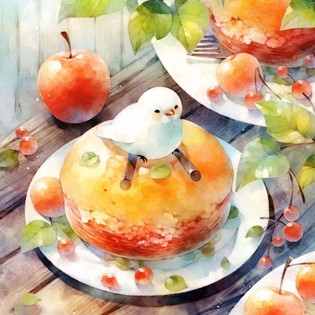 akira1978's tweet photo. 小鳥カフェでランチをどうぞ🍽 #midjourney #nijijourney 🍎cute https://t.co/XdTj6DFKi4
