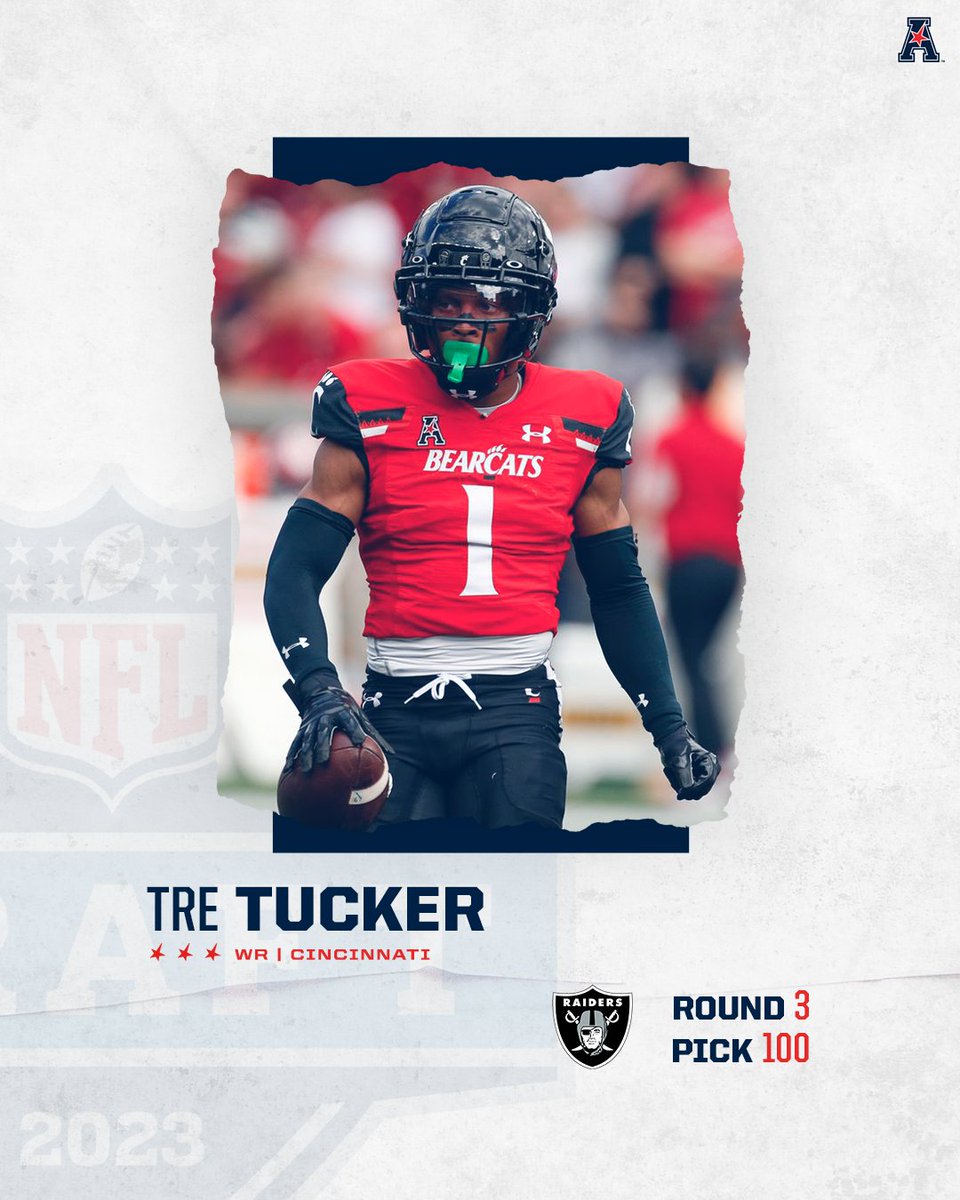 Tre Tucker ➡️ NFL

Tucker is heading to Las Vegas!🏈

#AmericanFB x <a href="/GoBearcatsFB/">Cincinnati Football</a>