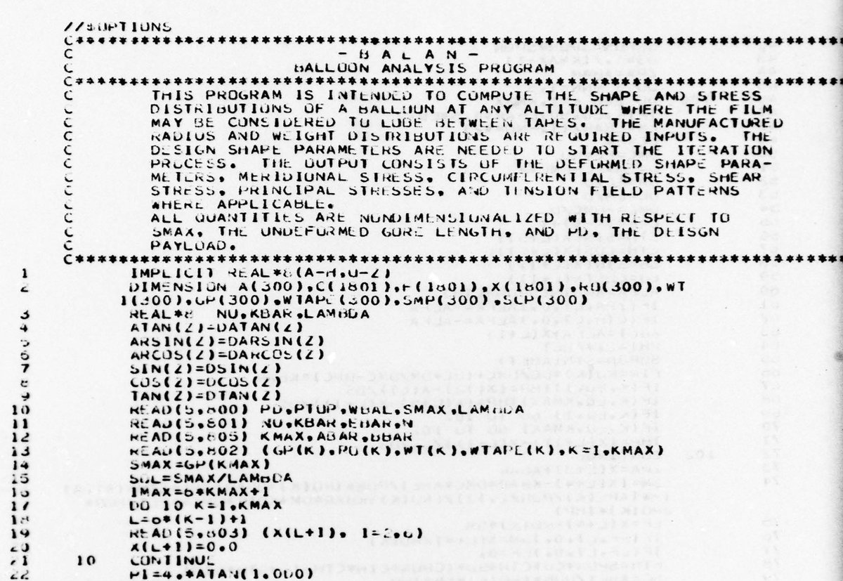 BalloonSciDan's tweet photo. Historic balloon design code from 1978 can now be run again! the programs I found were for a CDC mainframe supercomputer in FORTRAN-63 language, and I am stunned to find that there is one CDC-6500 mainframe left, and YOU CAN LOG INTO IT ONLINE and run code!  @LivingComputers https://t.co/kfjoOhfsEQ