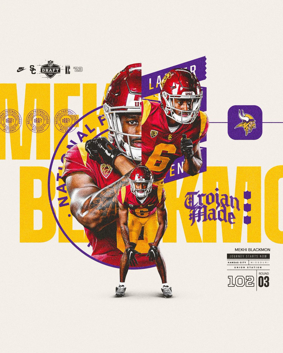 USC Football ✌️ (@uscfb) on Twitter photo With the 102nd pick… <a href="/MekhiBlackmon/">Candace Son.</a> is off to the <a href="/Vikings/">Minnesota Vikings</a>!
#SKOL #TrojanMade
#NFLDraft on ABC/ESPN/NFLN With the 102nd pick… <a href="/MekhiBlackmon/">Candace Son.</a> is off to the <a href="/Vikings/">Minnesota Vikings</a>!
#SKOL #TrojanMade
#NFLDraft on ABC/ESPN/NFLN