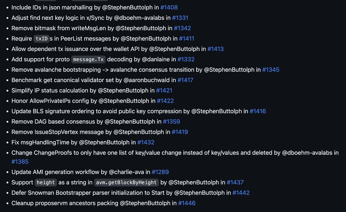 _patrickogrady's tweet photo. 🛠️ 🛠️ #Avalanche Cortina 1 is out: https://t.co/qMlxInQsP8 🛠️ 🛠️

This version (v1.10.1) is backwards compatible to v1.10.0. It is optional for Mainnet but required for Fuji.

🔍 Release Focus: gRPC BLS Optimizations + X-Chain API IDs + DAG Engine Removal + x/merkledb Perf Tuning https://t.co/7mOAtE79LF