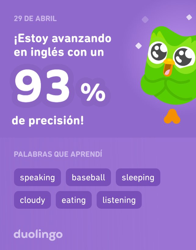 evangelinaush's tweet photo. ¡Estoy aprendiendo inglés en Duolingo! Es gratis, divertido y efectivo. https://t.co/BpDUFz6NEZ