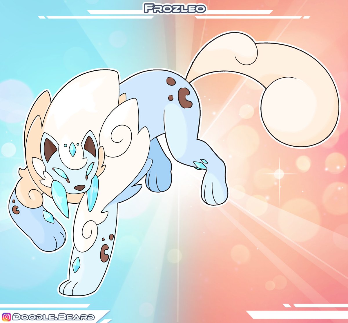 Say hi to Frozleo, Ice/Normal Type Pokemon. #pokemon #fakemon #lion #sabertooth