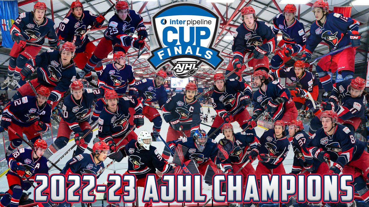 cjhlhockey's tweet photo. The @BrooksBandits are @TheAJHL @inter_pipeline Cup champions and have earned the opportunity to defend their #CentennialCup title as they will vie for the 2023 National Jr.  A Championship, May 11-21, in Portage la Prairie, Man. - #cjhlhockey @HockeyCanada https://t.co/5Qu2ojbbyF