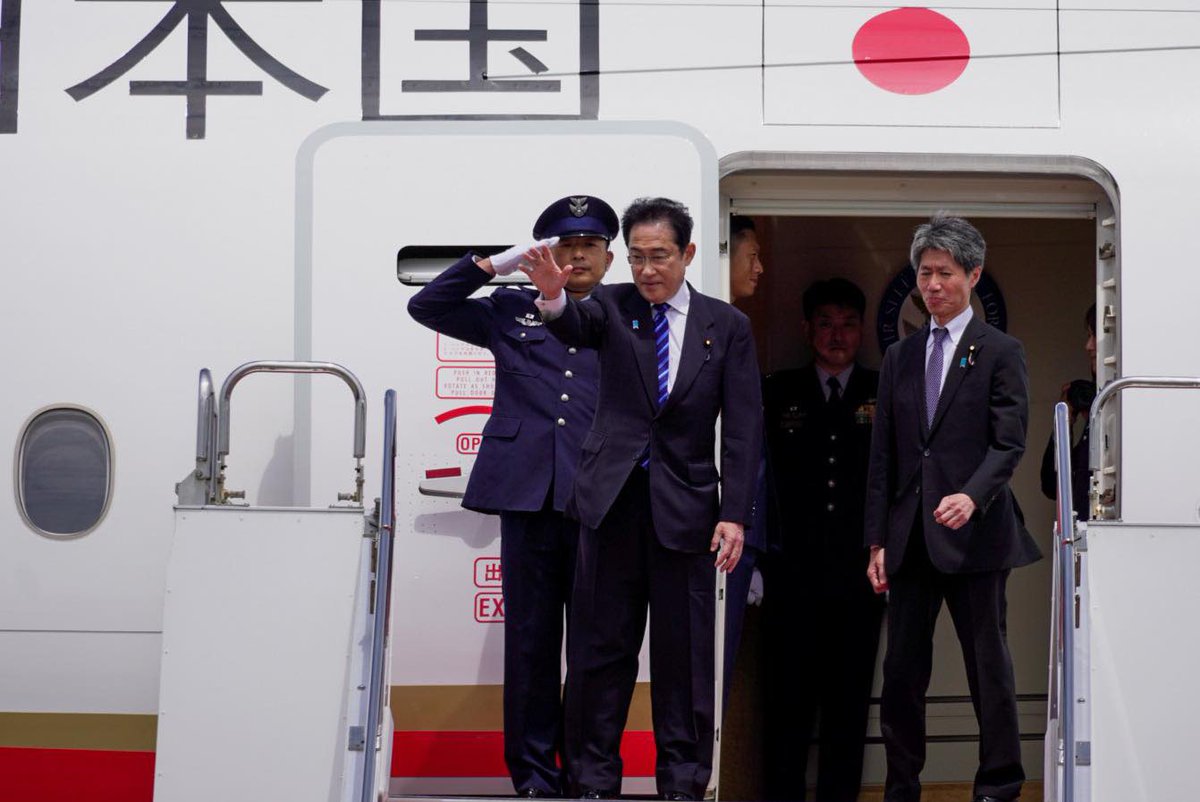 JPN_PMO's tweet photo. PM Kishida: Today I am setting off for Egypt, Ghana, Kenya, and Mozambique. With the very foundation of the international order facing jeopardy, I will deepen my discussions with the leaders of each of these countries and confirm our cooperation, and I will tie all our (1/2) https://t.co/yYFJoSY6ZK