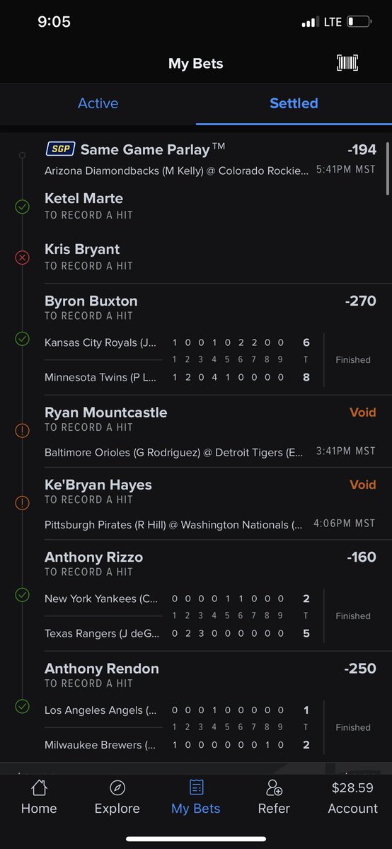 gmos94's tweet photo. @FDSportsbook can y’all fix this please. Kris Bryant definitely had a hit 1-4 https://t.co/33A8dVpzrv