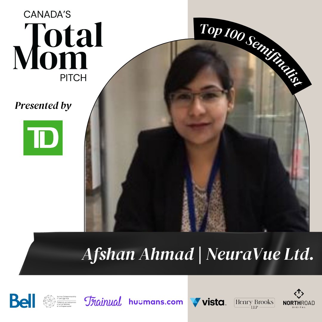 Thrilled to announce that NeuraVue is selected as an official top 100 semifinalist in @totalmominc Canada’s #TotalMomPitch presented by TD!

Please vote for NeuraVue!
1. Head over to apply.totalmompitch.ca/register/BzbxL…
2. Search for the NeuraVue & Vote 🙂
3. Invite others!

#totalmompitch