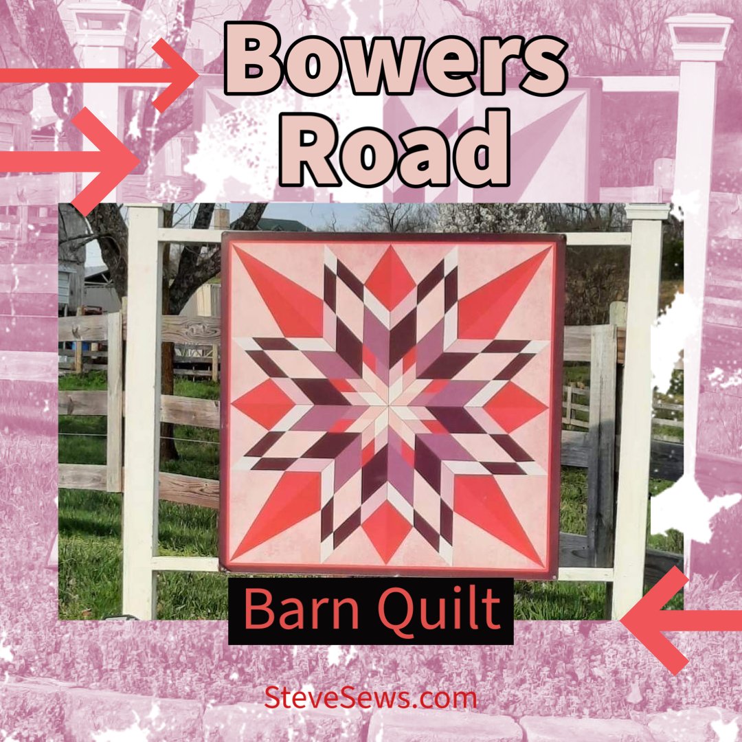 Bowers Road Barn Quilt this barn quilt block is located at the corner of West Main Street and Bowers Road in Greeneville, TN. #barnquilt stevesews.com/bowers-road-ba…