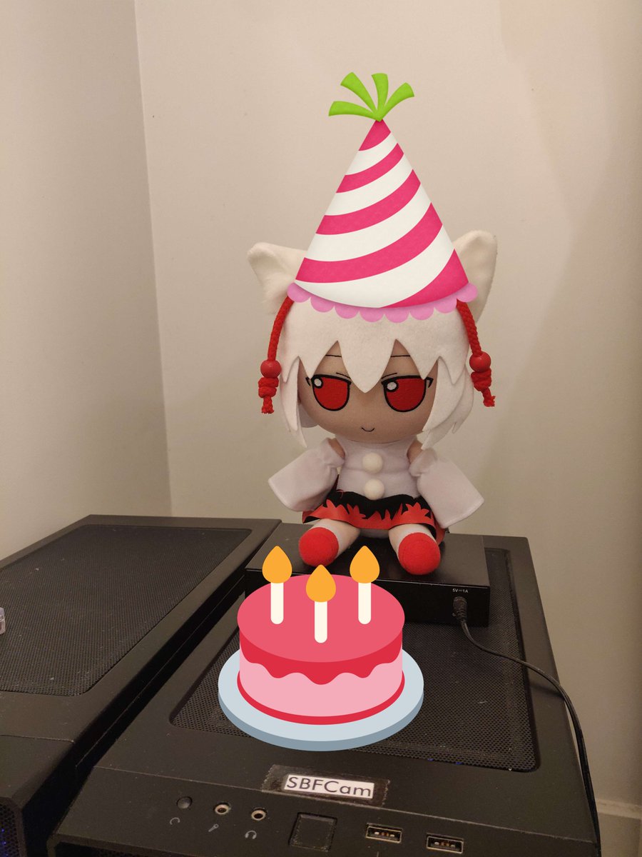 FumoCam's tweet photo. Shortly after, it's SBFCam's birthday, celebrating 1 year of operation! Stop by "Scuffed Become Fumo" and wish SBFCam a happy birthday if you can. https://t.co/zmDVWnMvD3