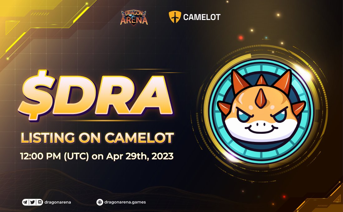 The_DragonArena's tweet photo. 🔥 BIG ANNOUNCEMENT: $DRA's official Super Listing Event 🔥

⏰  Listing Date: 12:00 UTC April 29th,2023 
> Release Token after 5 - 30 minutes of listing time 

🌐 Exchange: Camelot  https://t.co/KXW8nuhsKj https://t.co/smyipSn1Gq
