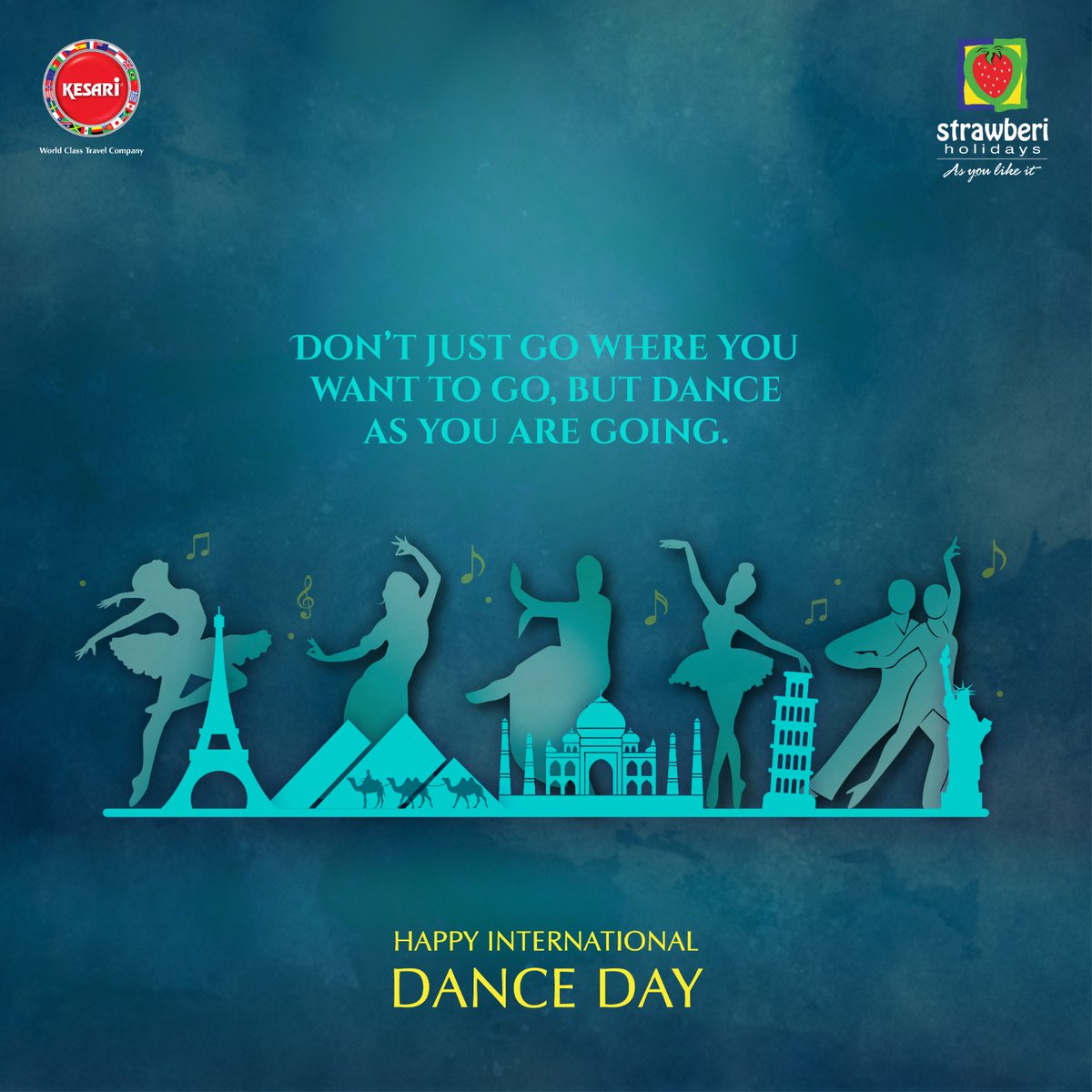 kesariselect's tweet image. Dance &amp;amp; travel is the joy of movement and the heart of life. Happy International Dance Day. 

#KesariTours #StrawberiHolidays #DanceDay #InternationalDanceDay #WorldDanceDay #Travel #AsYouLikeIt