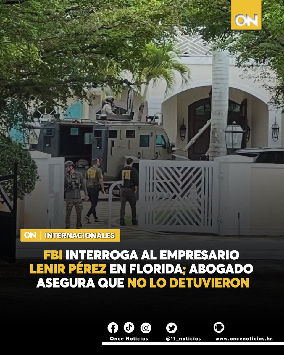 canal11hn's tweet photo. 🟡 | “No fue arrestado en ningún tiempo, él está en su casa con su familia fue un procedimiento rutinario de una investigación“, reiteró el abogado Erick Spears.
Las declaraciones del abogado de Lenir Pérez en https://t.co/dc3skfLQCL…
#Lenir #Perez #Florida #EEUU https://t.co/XaIAM8Fn4t