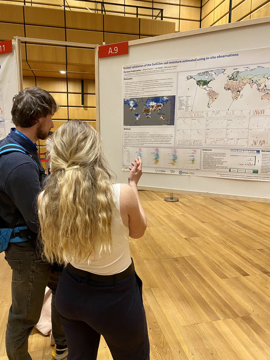 MPodebradska's tweet photo. Presenting my #validation study of #soilmoisture from #SoilClim that is used for global #drought monitoring and available in daily time step with a 9-day #forecast on @Windycom. #EGU23 @czechglobe_offi @MENDELUcz https://t.co/AAUvnnuKWF