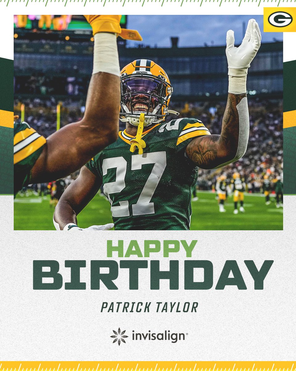packers's tweet photo. Wishing @PatrickTaylorJr a happy birthday! 🥳

#GoPackGo | #SmileLikeAPro https://t.co/KTuVmj9Ed0